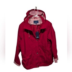 MACKINTOSH Nautical Slot Button Stripe Poplin Red Utility Jacket New Women's XL